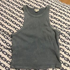 Garage XS Blue Ribbed High Neck Tank